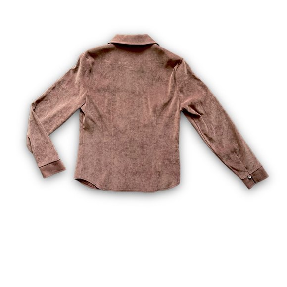 Vintage Studio C Brown Faux Suede Button Down Top - Picture 3 of 6